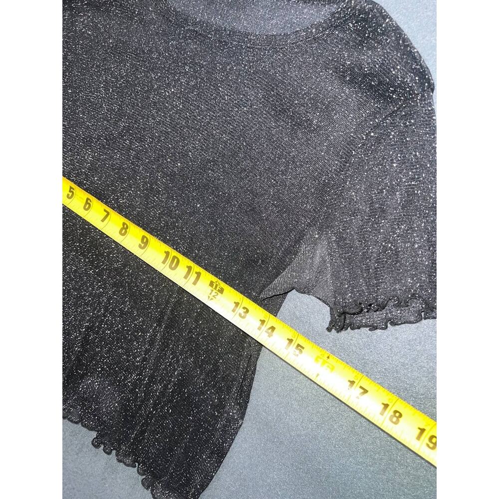 Brandy Melville Glitter Crop Top sheer Y2K Silver black crop ruf Small A008809 - Picture 4 of 6